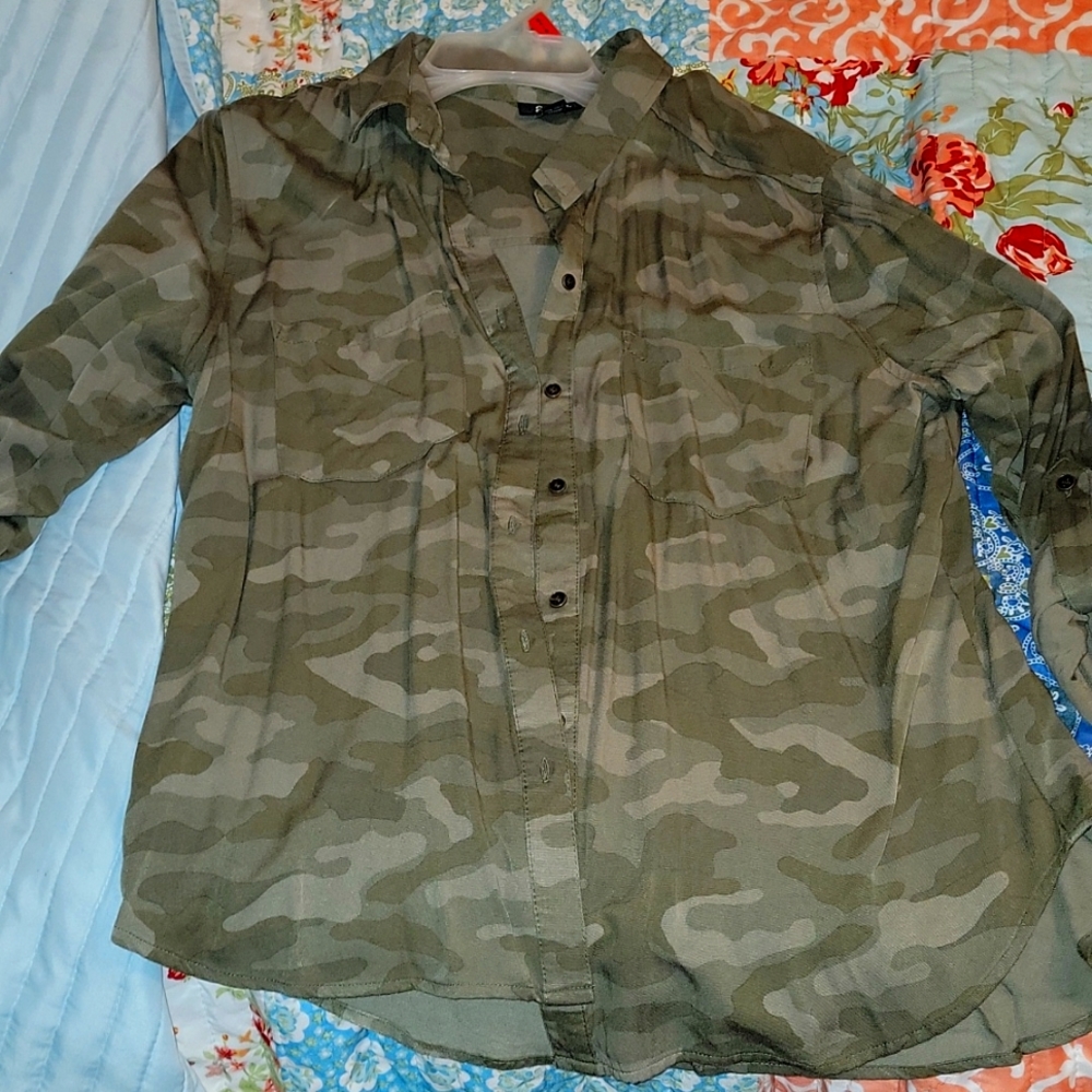 Camo button up